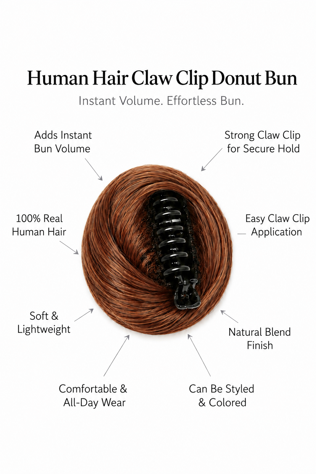CLAW CLIP DONUT BUN (RED BROWN)